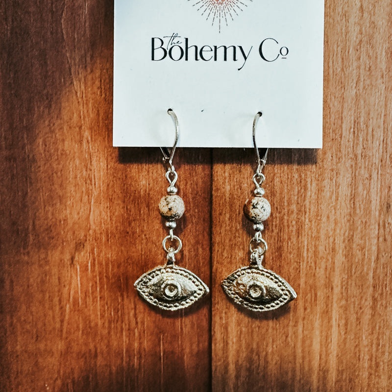 Picture Jasper Evil Eye Earringss