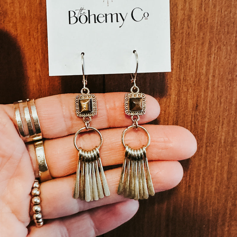 Tiger Eye Fringe Earrings