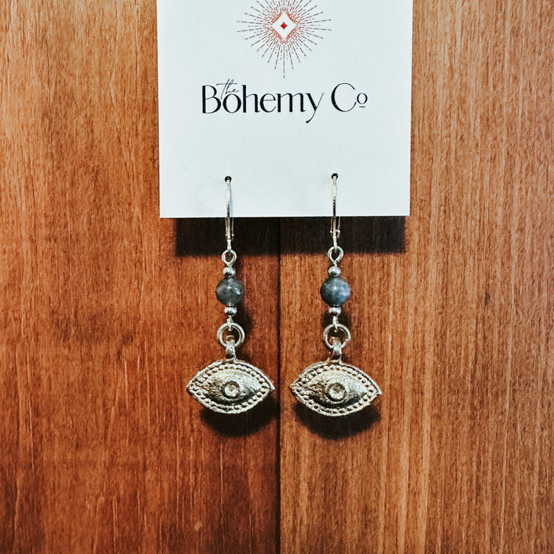 Labradorite Evil Eye Earrings