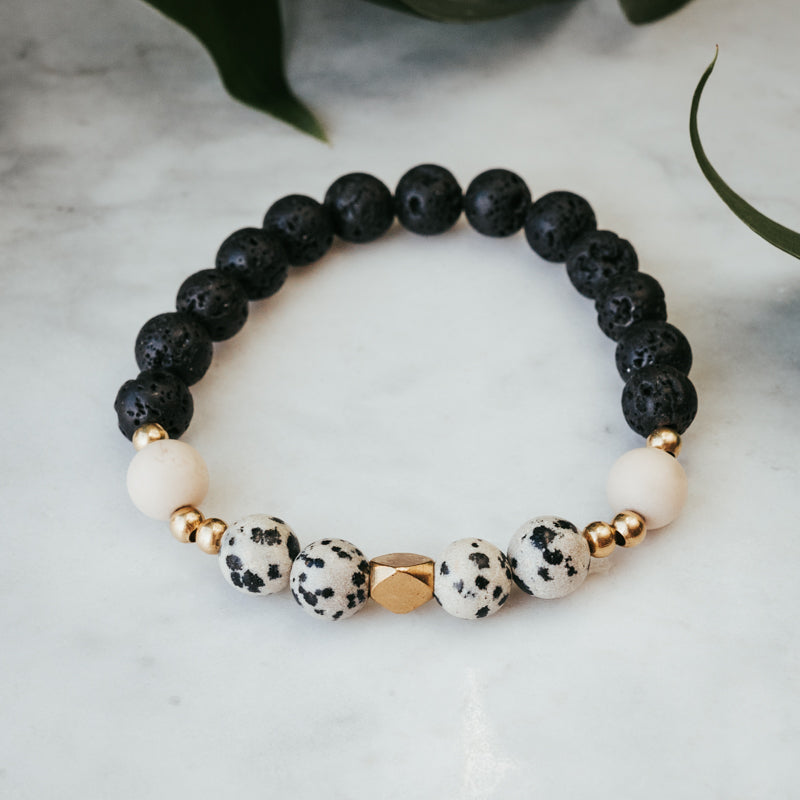 Dalmatian Jasper Gemstone Bracelet Stack