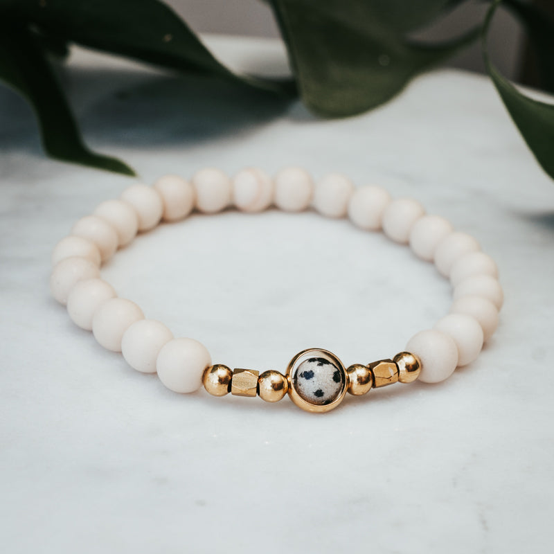 Dalmatian Jasper Gemstone Bracelet Stack