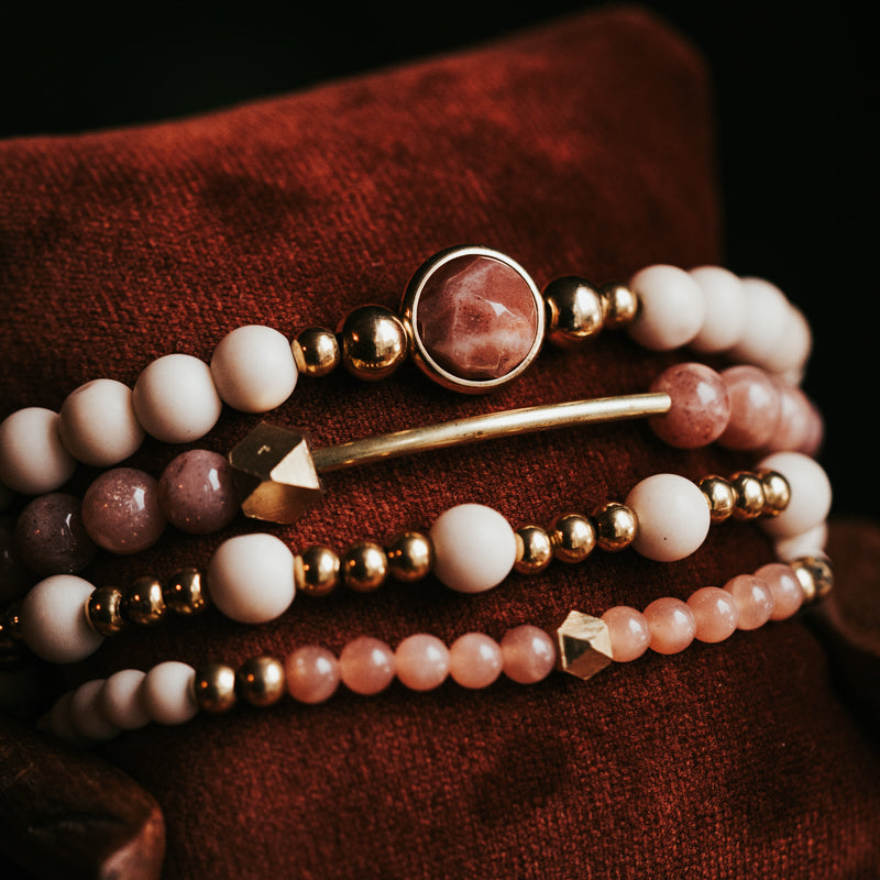 Sunstone Gemstone Bracelet Stack