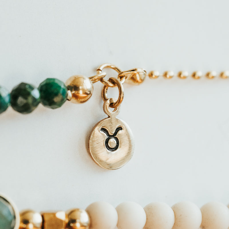 May Emerald Birthstone Zodiac Stack Bracelet Set
