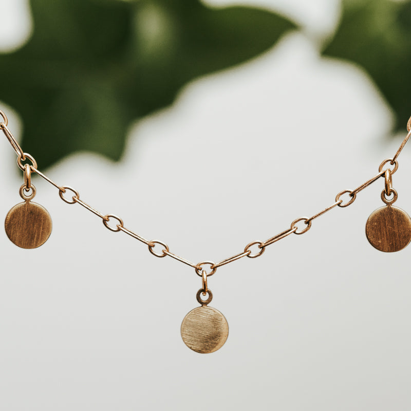 Boho Brass Disc Necklace