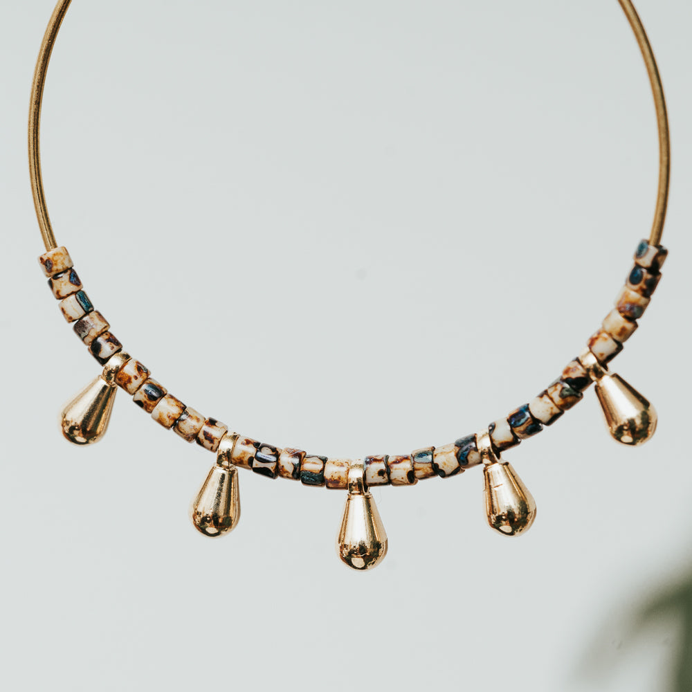 Seed Bead Tear Hoop Earrings