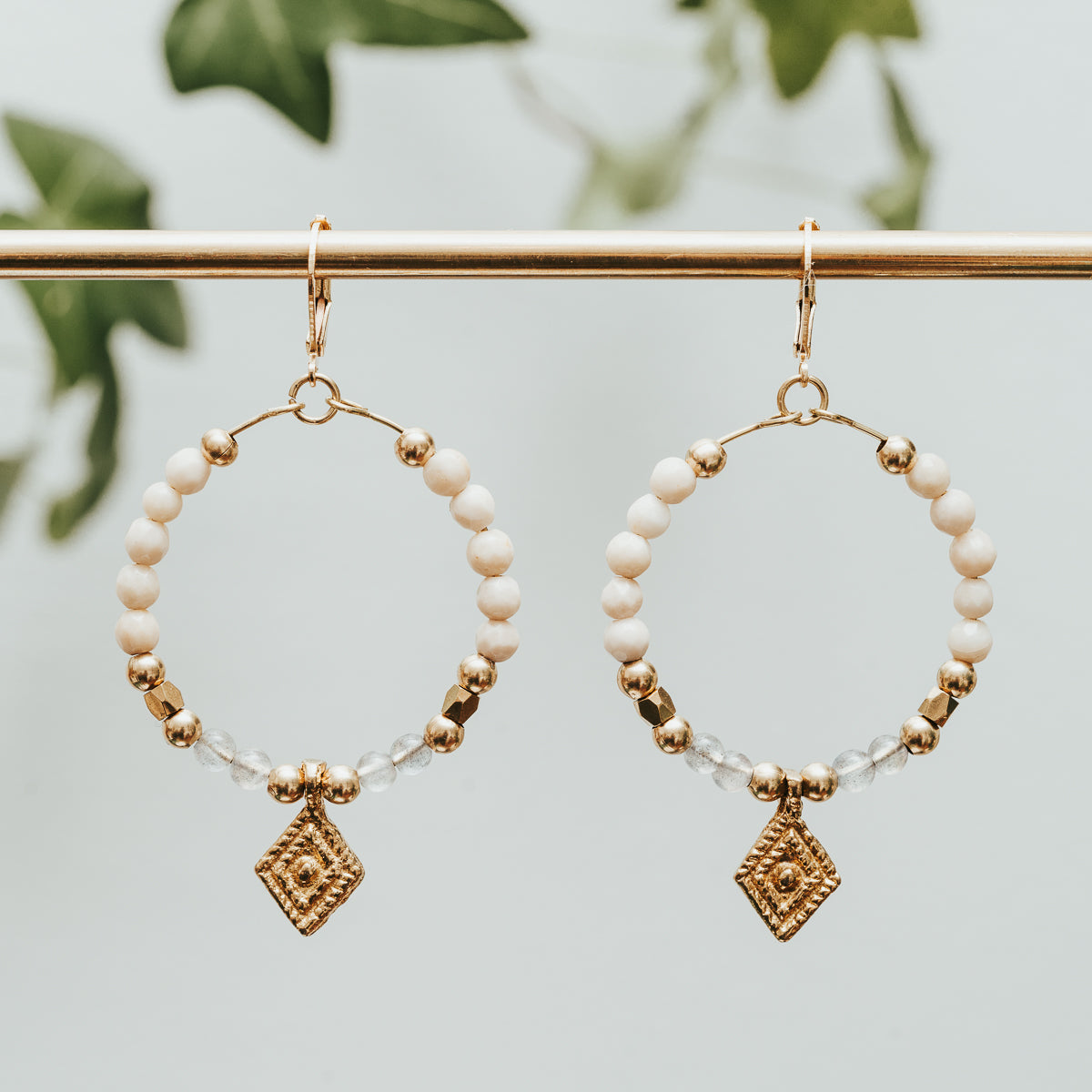 Fossil & Natural Agate Lozenge Earrings