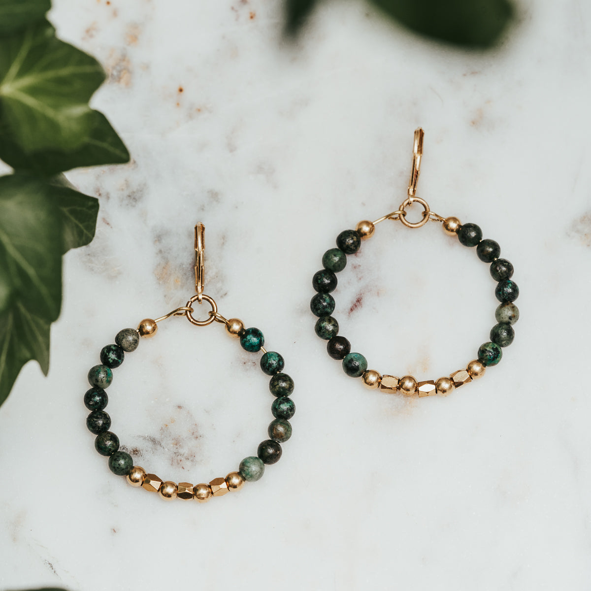 African Turquoise Hoop Earrings