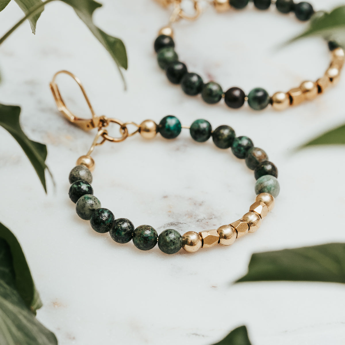 African Turquoise Hoop Earrings