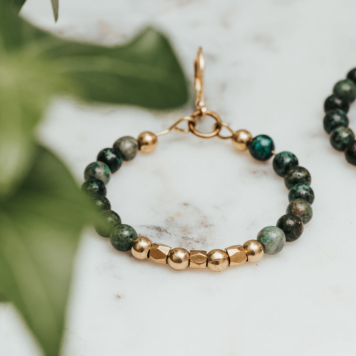 African Turquoise Hoop Earrings