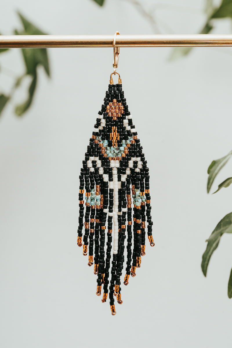 Hippy Botanical Beaded Fringe Earrings