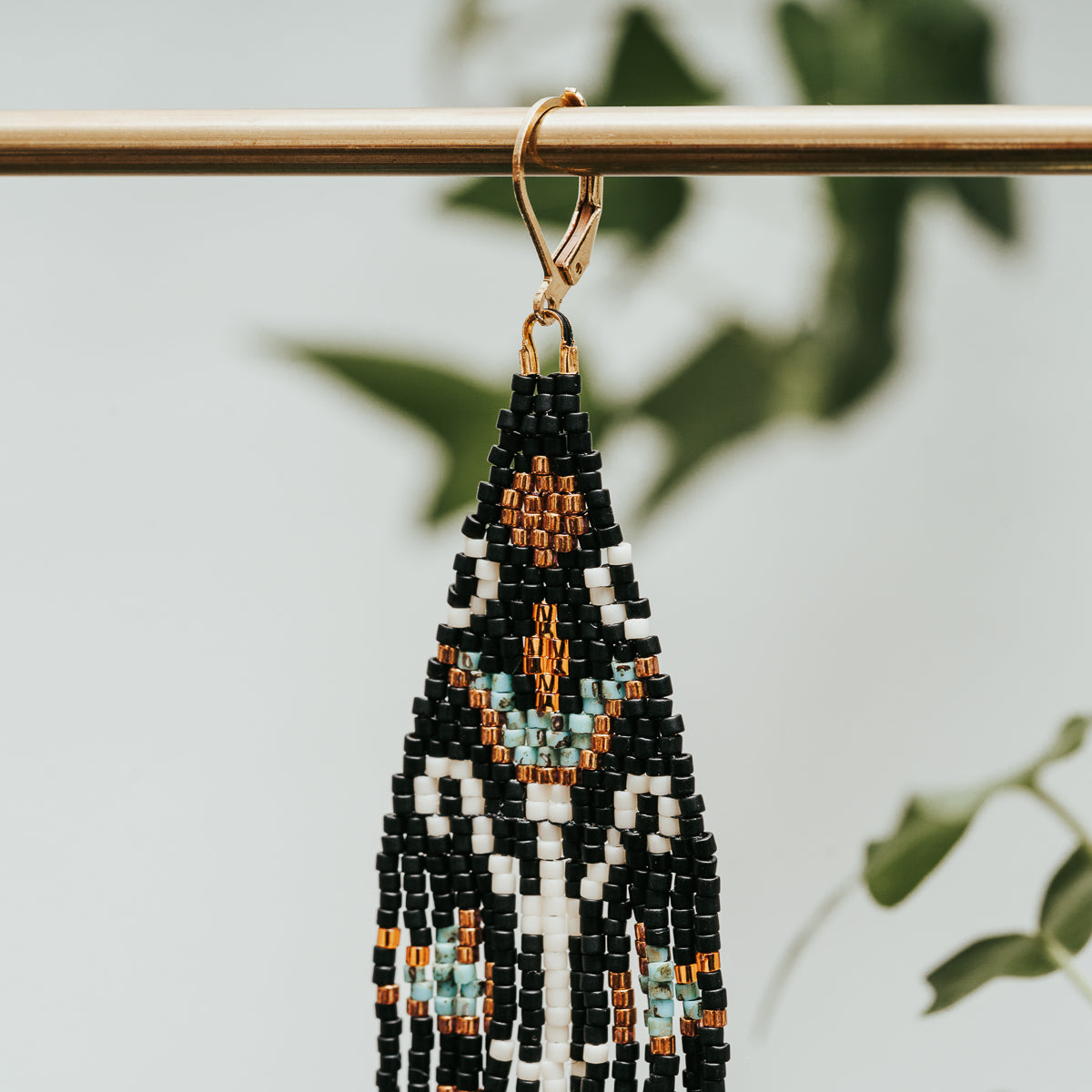 Hippy Botanical Beaded Fringe Earrings