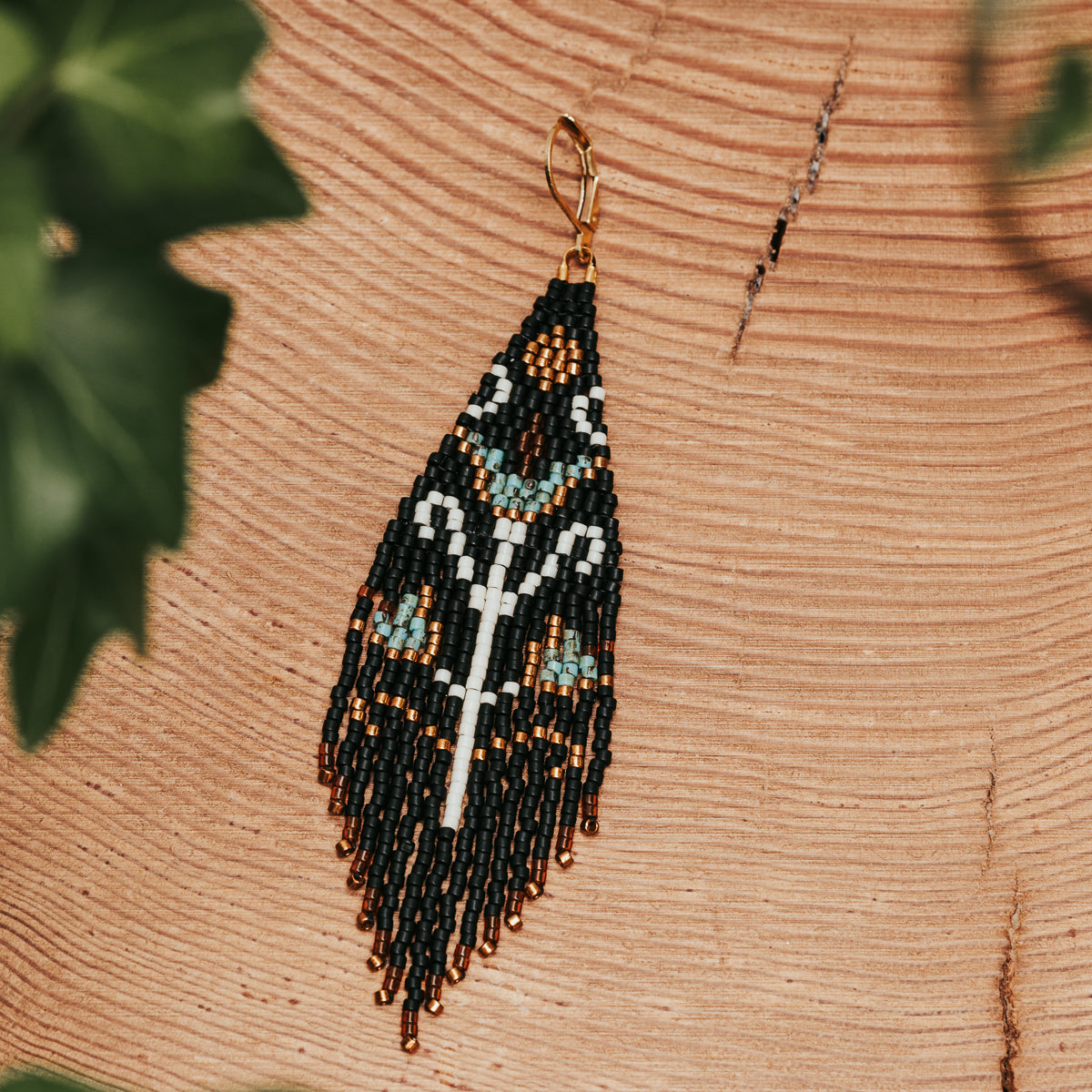 Hippy Botanical Beaded Fringe Earrings