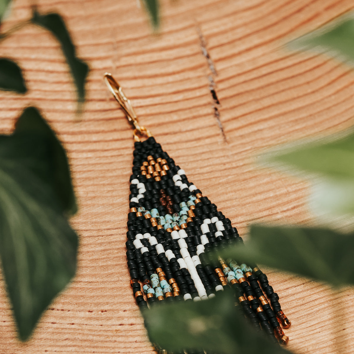 Hippy Botanical Beaded Fringe Earrings