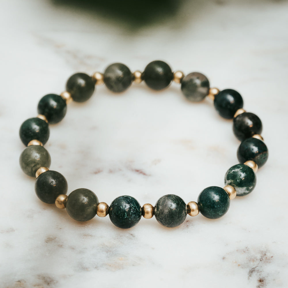 Moss Agate Gemstone Bracelet