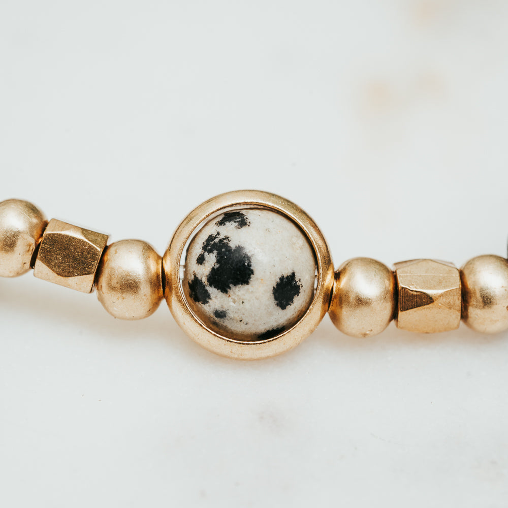 Saturn Lava & Dalmatian Jasper Bracelet