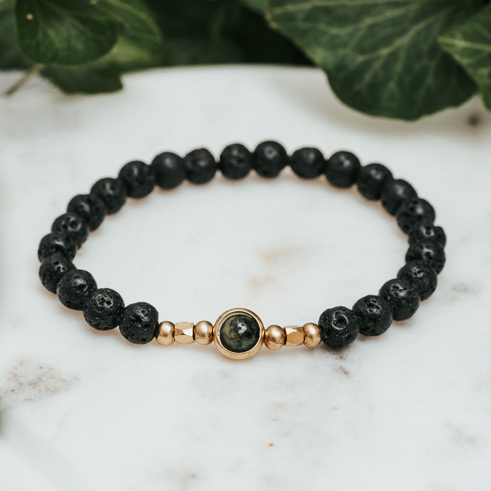 Saturn Lava & African Turquoise Jasper Bracelet