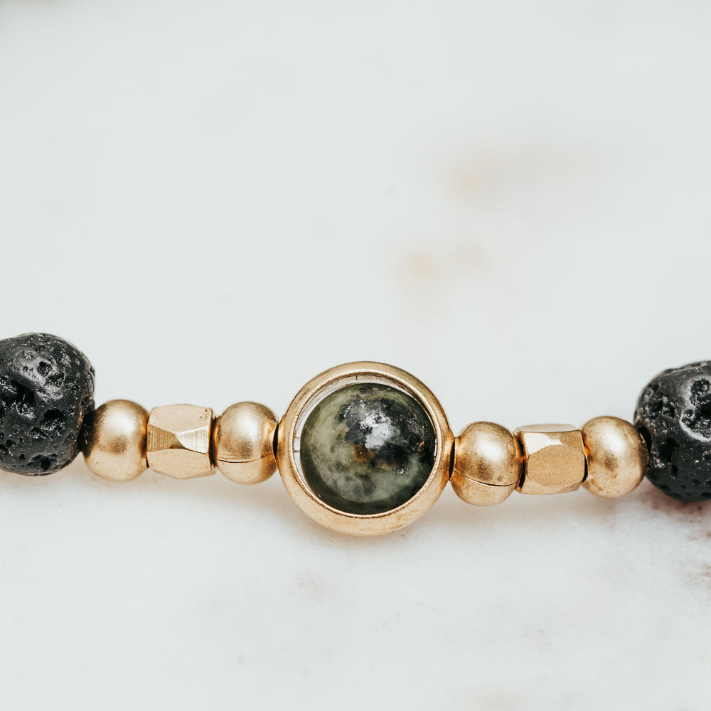 Saturn Lava & African Turquoise Jasper Bracelet