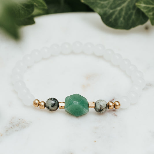 White Jade, Green Aventurine & African Turquoise Bracelet