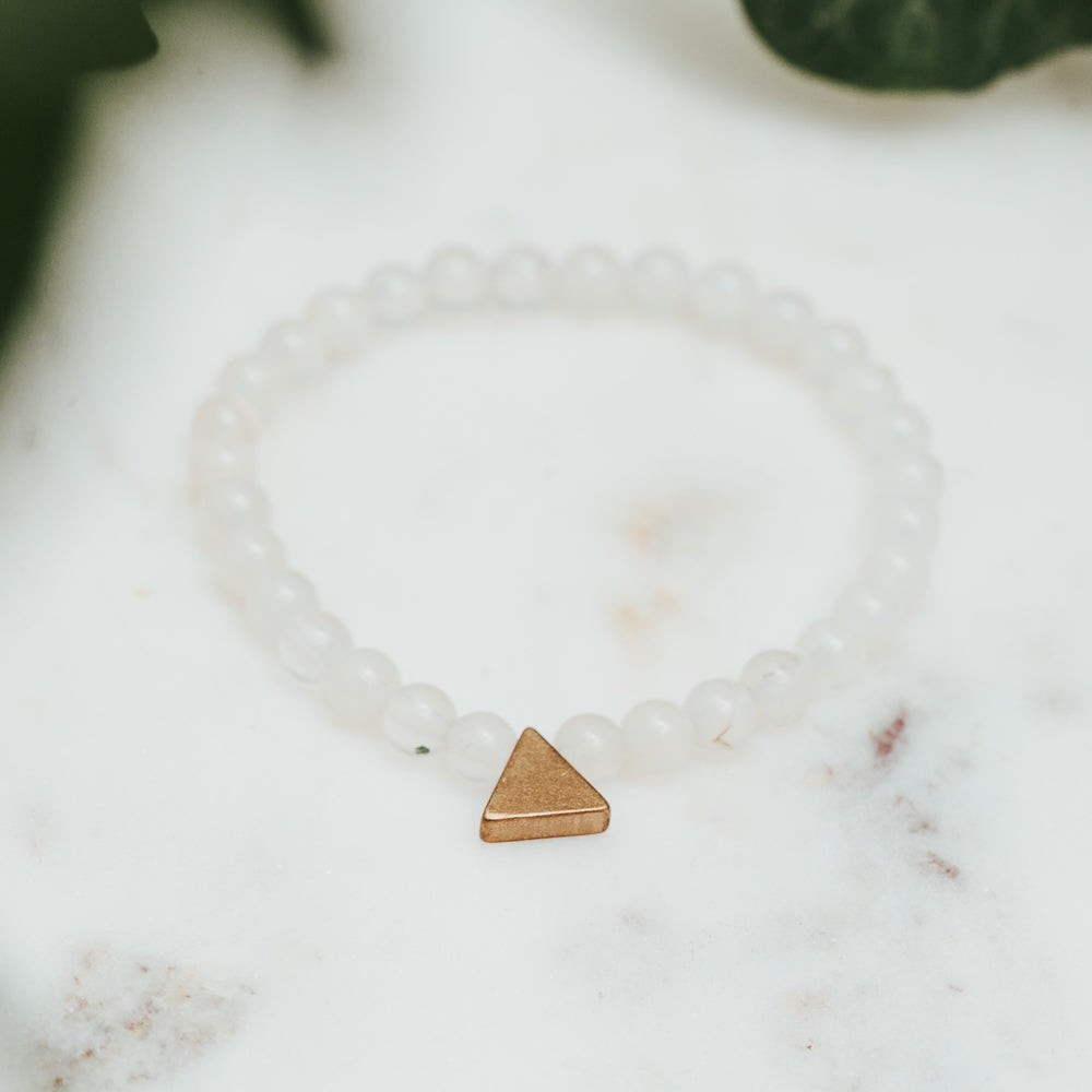 Kids Triangle White Jade Bracelet