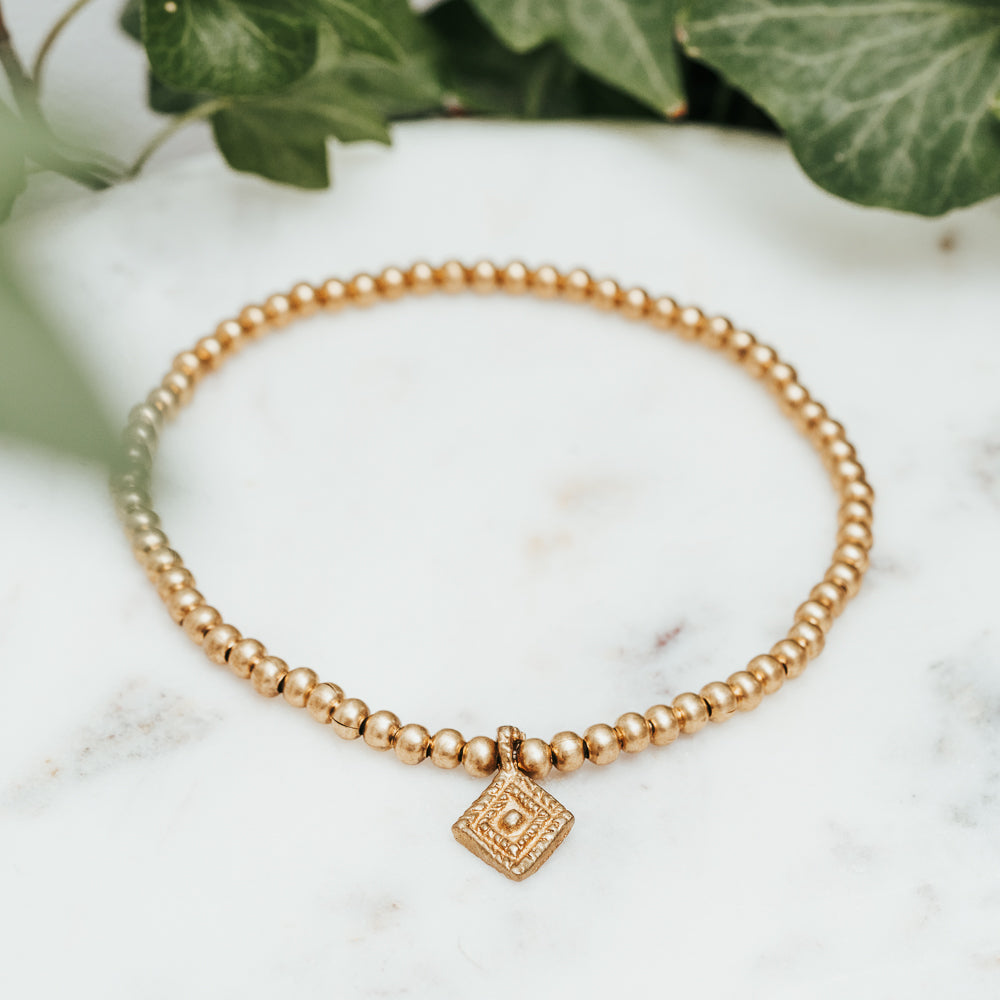 Monet Style Brass Lozenge Anklets