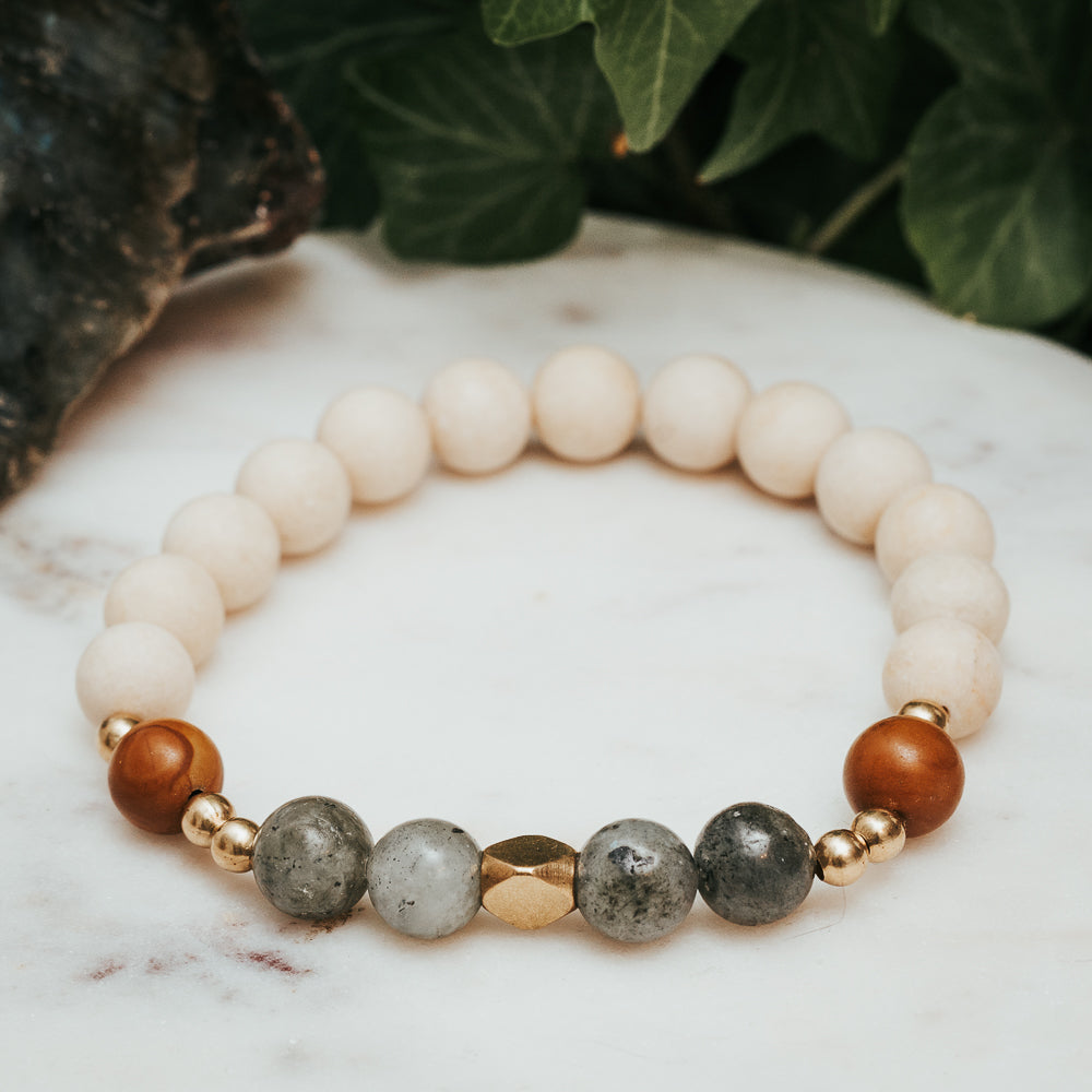 Fossil, Wood Lace & Labradorite Bracelet