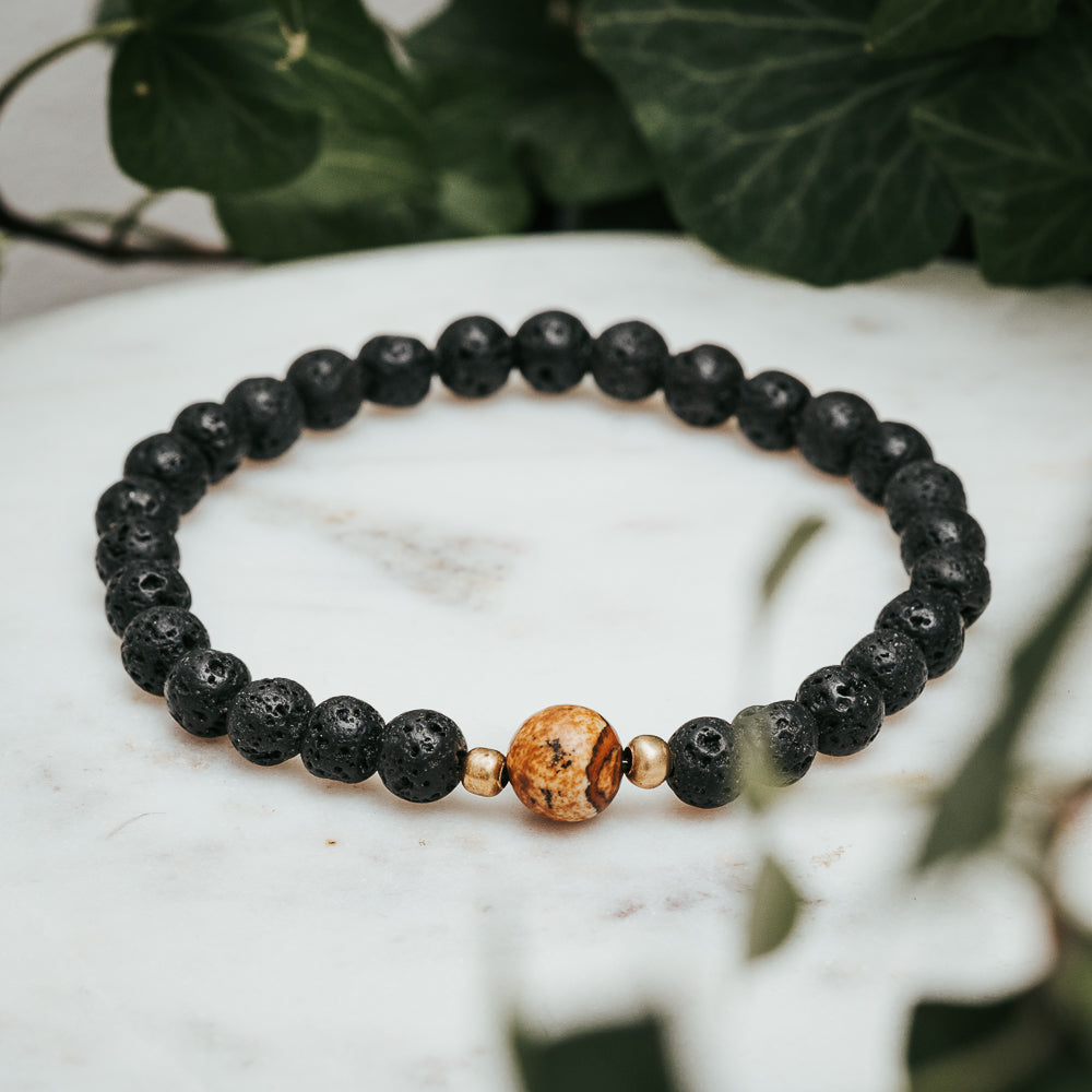 Lava & Picture Jasper Mala Bracelet