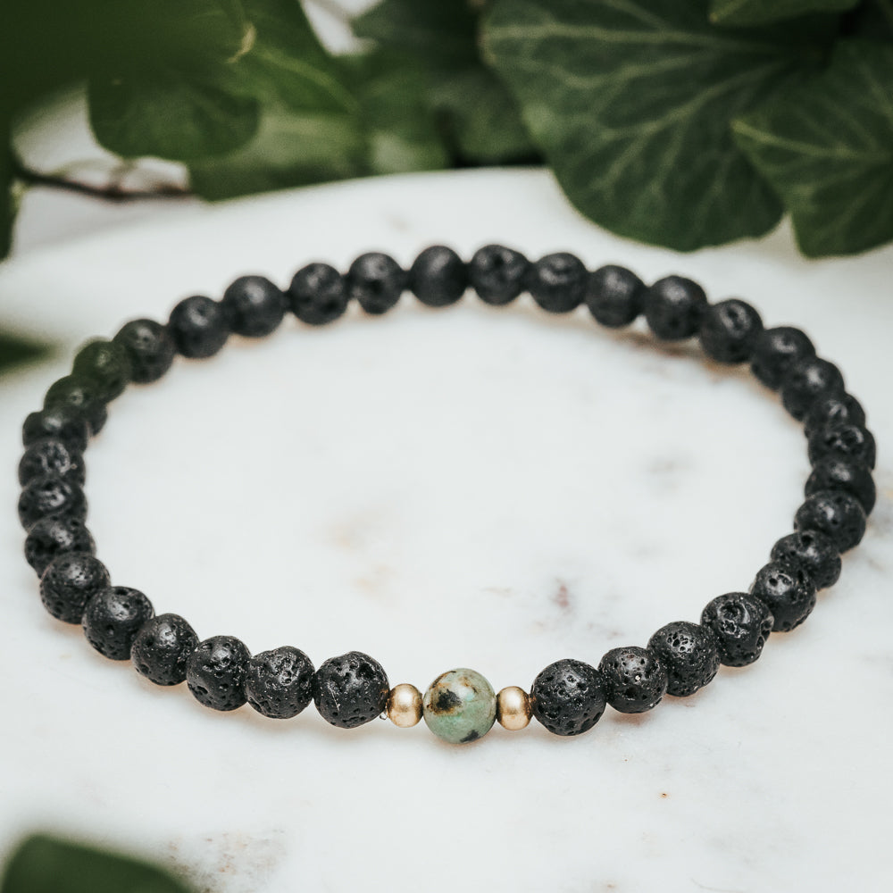 Lava & African Jasper Mala Bracelet