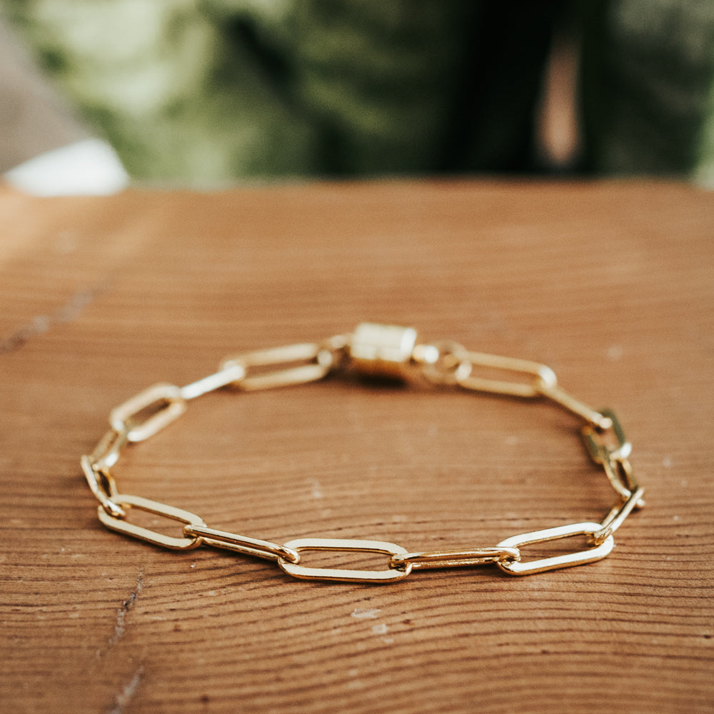 Paperclip Gold Plated Chain Bracelet with Magnet Clasp