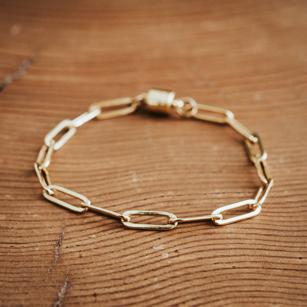 Paperclip Gold Plated Chain Bracelet with Magnet Clasp