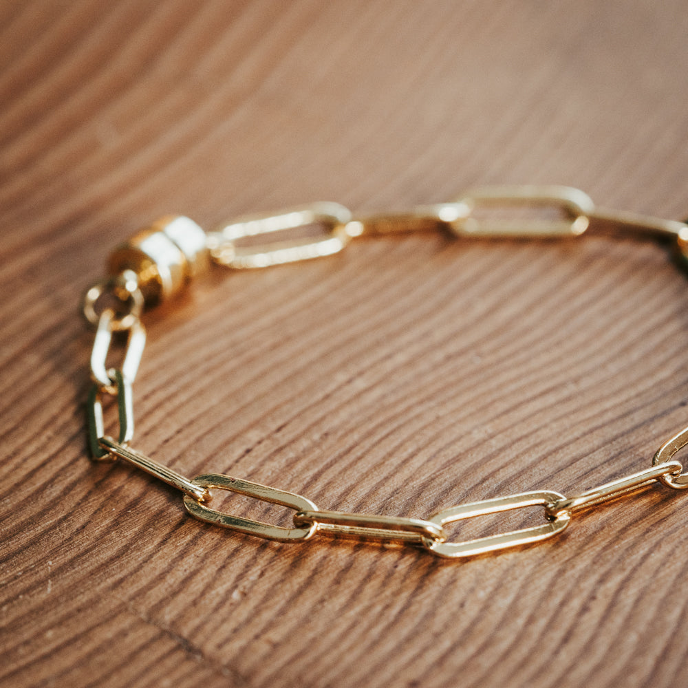 Paperclip Gold Plated Chain Bracelet with Magnet Clasp