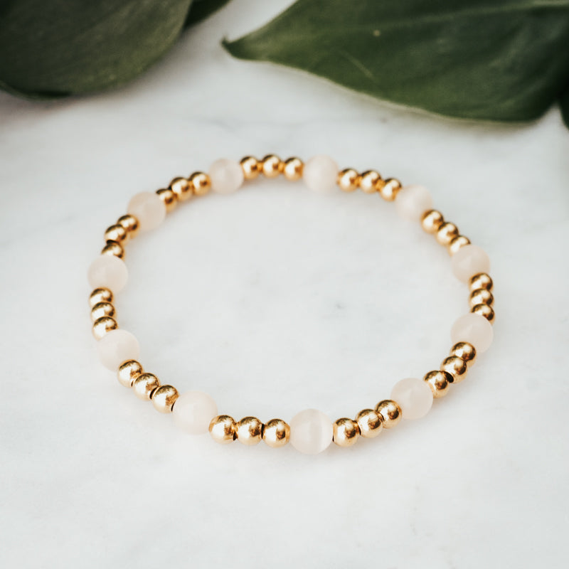 Orbit Gemstone Bracelet | Rose Cat's Eye & Brass
