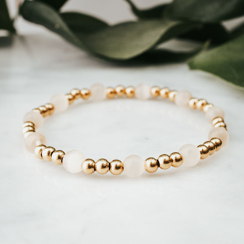 Orbit Gemstone Bracelet | Rose Cat's Eye & Brass