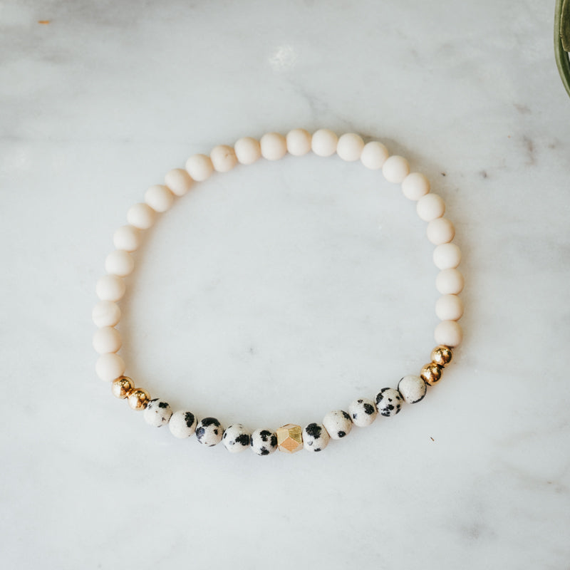 Geodesic Stacker Gemstone Bracelet | Dalmatian Jasper