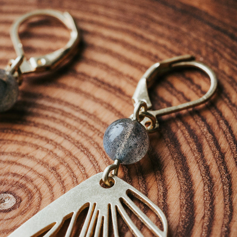 Golden Flutter | Labradorite Butterfly Earrings