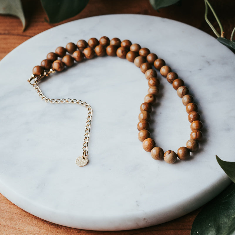 The Chunky Stacker | Wood Lace Jasper Gemstone Necklace