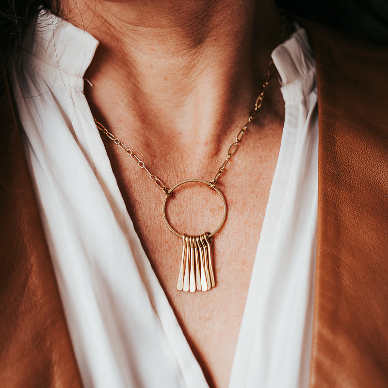 Full Circle | Brass Fringe Necklace