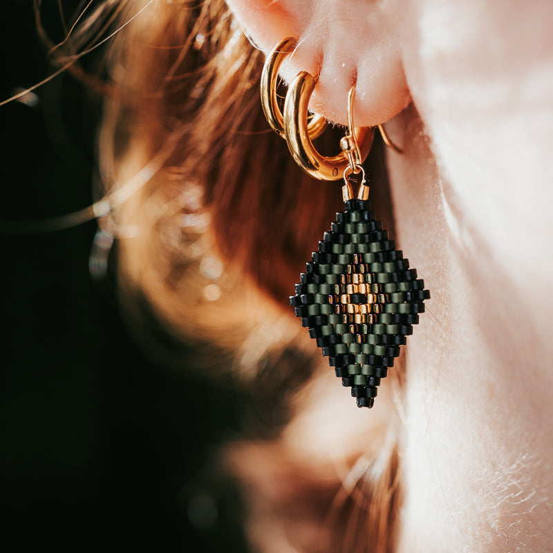 Moody Vibe Lozenge Beaded Earrings