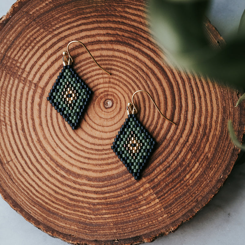 Moody Vibe Lozenge Beaded Earrings