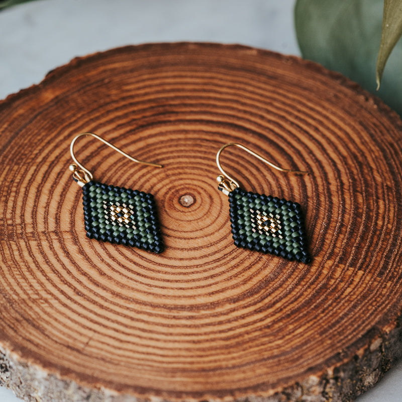 Moody Vibe Lozenge Beaded Earrings