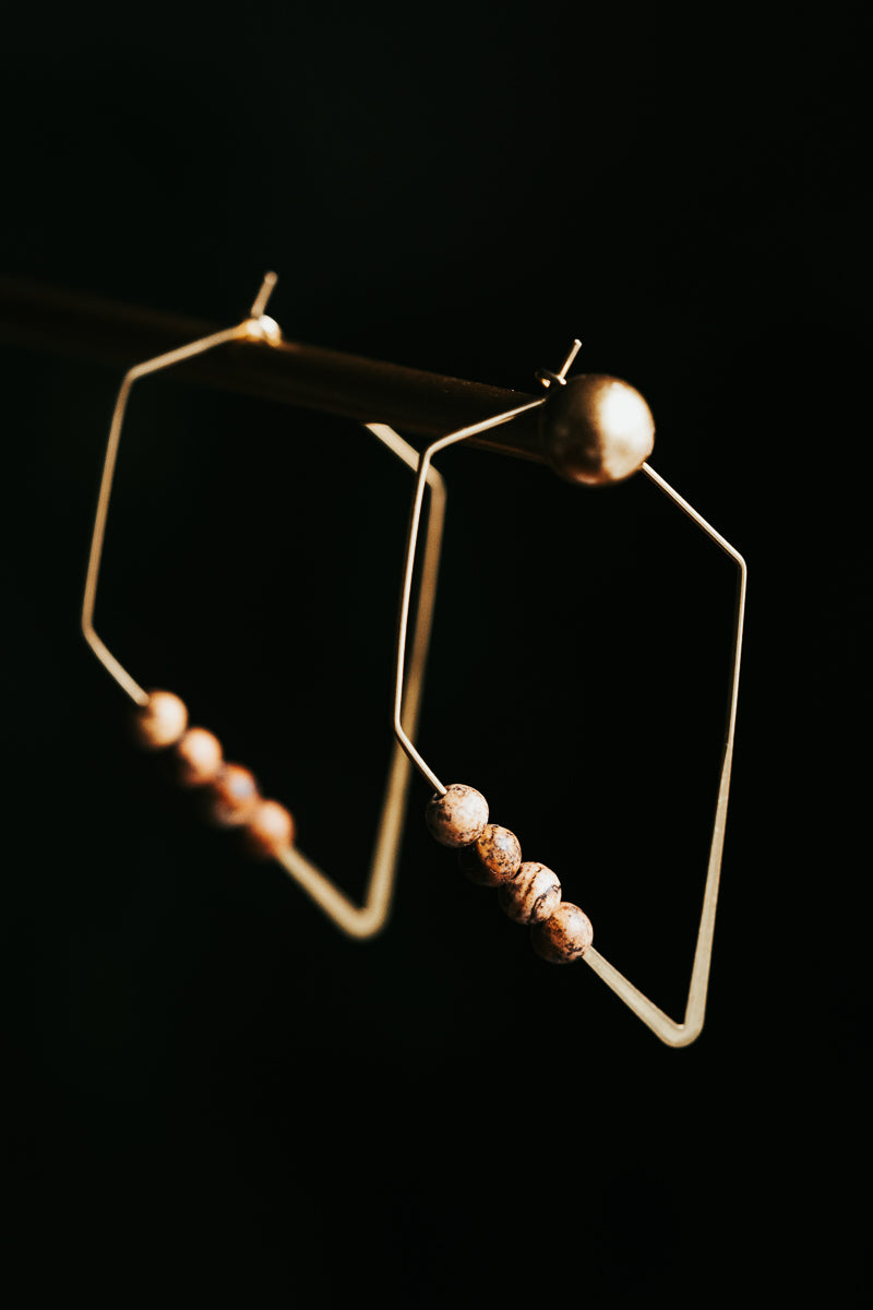 Lozenge Hoops | Picture Jasper Minimalist Earrings