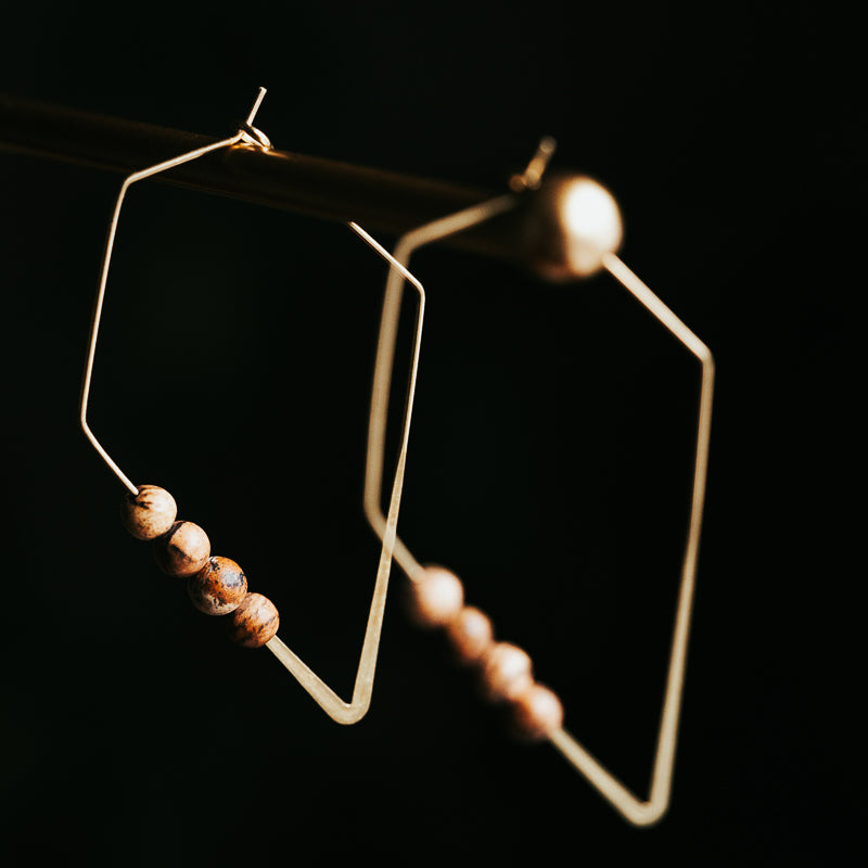 Lozenge Hoops | Picture Jasper Minimalist Earrings
