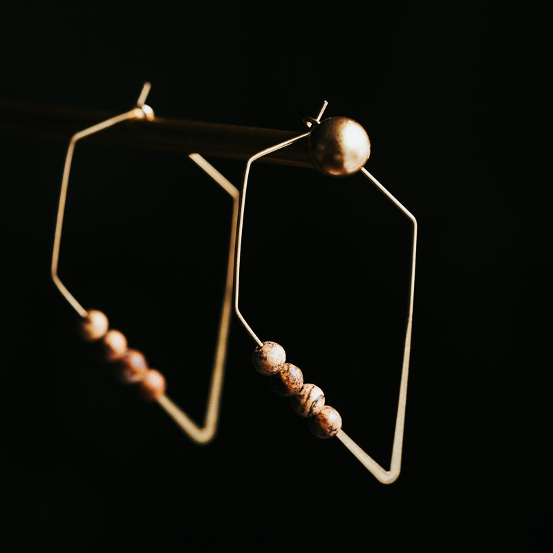Lozenge Hoops | Picture Jasper Minimalist Earrings