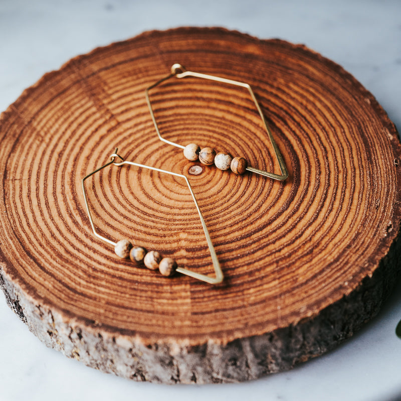 Lozenge Hoops | Picture Jasper Minimalist Earrings