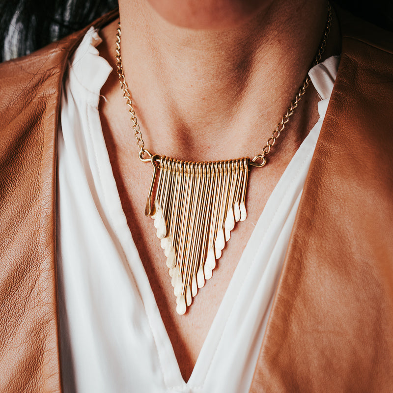 The Rockstar | Brass Fringe Necklace
