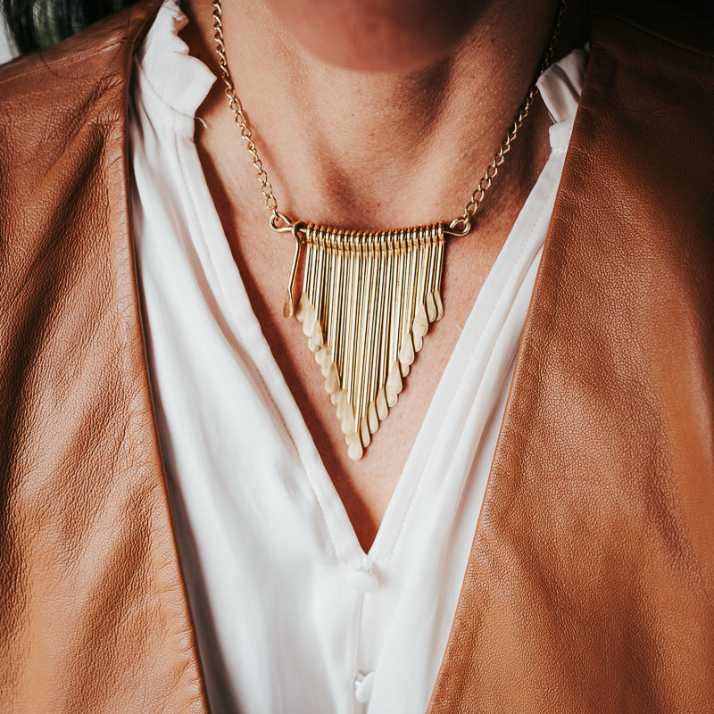 The Rockstar | Brass Fringe Necklace