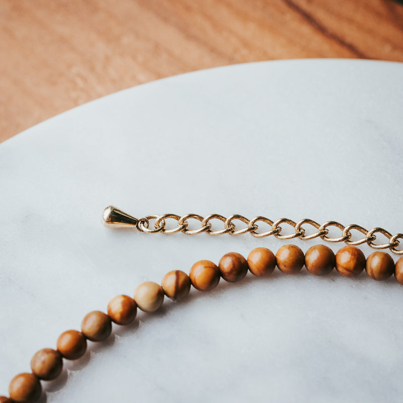 Spiral Gem | Wood Lace Gemstone Necklace