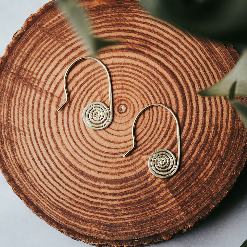 Brass Spiral Nica Earrings