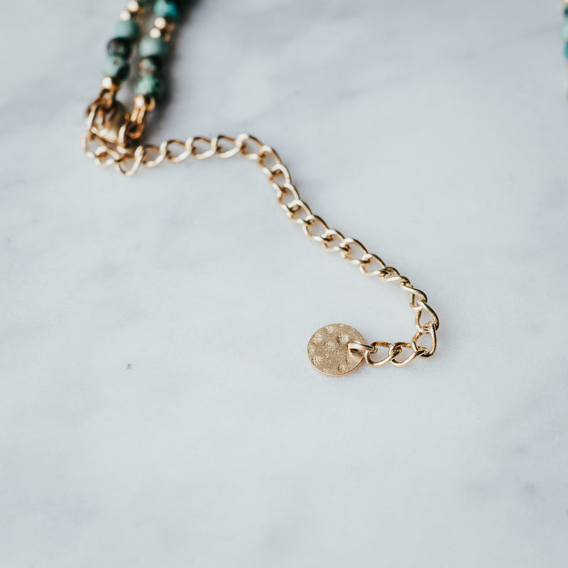 Sun Medallion Necklace | African Turquoise Jasper