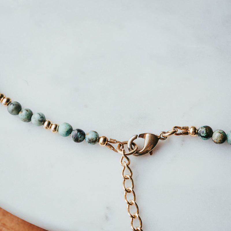 Sun Medallion Necklace | African Turquoise Jasper