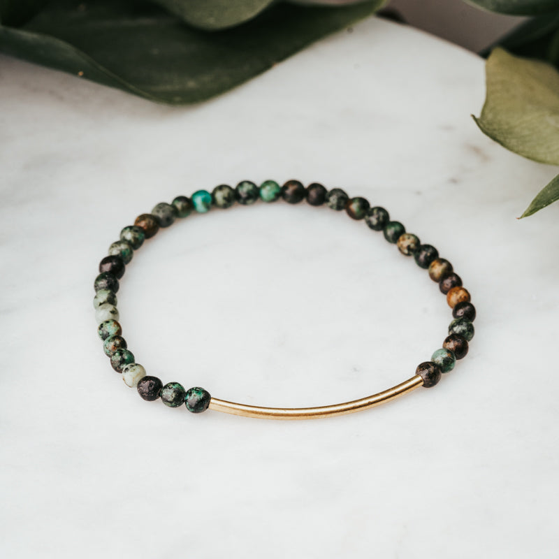 African Turquoise & Jade Bracelet Stack